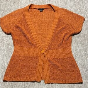 Small burnt Orange Short Sleeve Cardigan button front August silk